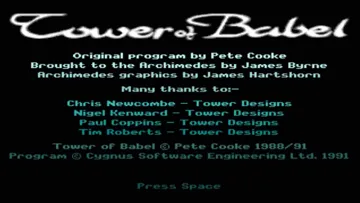 Tower of Babel (1991)(Cygnus) screen shot title